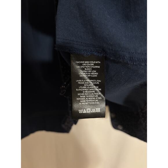 Free People Dress Large Aline Denim Embroidered Foral Short Sleeve Mini Boho - Picture 10 of 12